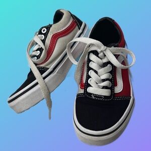 Vans Kids Black Red White Low Top Sneakers